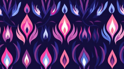 ikat flowers seamless pattern