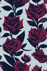 Echoes of Passion, Classic Red Roses in Vase Pattern Resonance