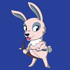 Bunny With Bow Cute Fantasy Hero Cartoon Character Rabbit