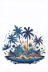 Fototapeta na wymiar Small island with palms. AI generated illustration