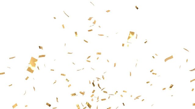 pluie de confettis dorés lancée à partir d'un canon tombant lentement - canal alpha séparé - rendu 4k 3D	