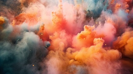 Coral and peach Smoke Bombs with Backlighting Effects, Event Celebration and Festive Concept. Generative AI