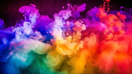Multicolored Rainbow Smoke Bombs with Backlighting Effects, Event Celebration and Festive Concept. Generative AI