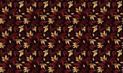 Seamless pattern with leaves and bushes in retro style