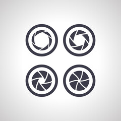 Camera objective icon. Camera objectives isolated simple vector icon.