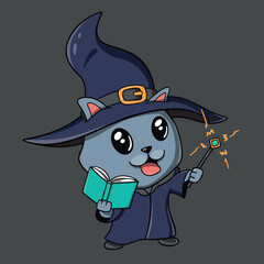 Wizard Kitty Magician Funny Cat Cute Kitten Cartoon Character