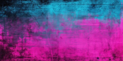 Fototapeta na wymiar Neon Nocturne in Distressed Art Background - Nighttime Grunge Texture - Dancing in Shades of Neon Pink, Piercing Laser Blue, and Black - Grunge Wallpaper Created with Generative AI Technology