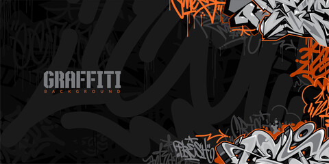 Dark Abstract Urban Style Hiphop Graffiti Street Art Vector Illustration Background Template - obrazy, fototapety, plakaty