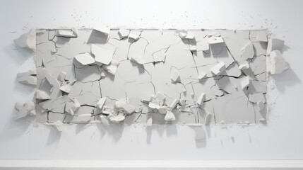 Concrete wall is broken up into the pieces a horizon