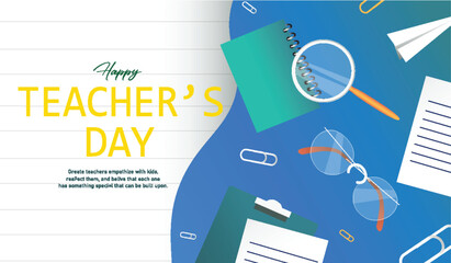 Teacher's day banner in flat design. Showcasing a stylish and simple flat design banner for Teachers' Day celebration. Vector illustration.
