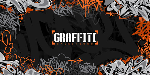 Trendy Dark Abstract Urban Style Hiphop Graffiti Street Art Vector Illustration Background Template