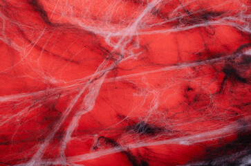 Cobweb on Orange Background, Abstract Texture, Halloween Design, Spider Web Texture