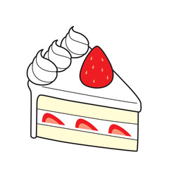 シンプルで可愛いショートケーキのイラスト　白背景　ベクター　主線あり　クリップアート