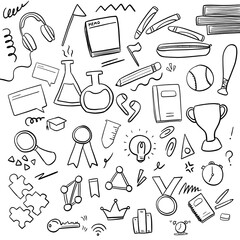 back to the school. school icon set. student object. study illustration.