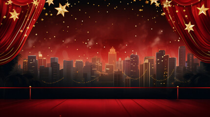 Hollywood theme Party Background with empty copy space. Generative AI.
