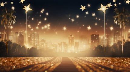 Hollywood theme Party Background with empty copy space. Generative AI.