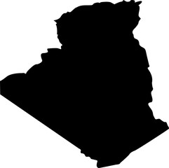 State borders of country Algeria. Algerian border. Algeria map. Card silhouette. Banner, poster template. Independence Day.