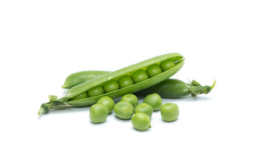 green peas vegetable bean isolated on white