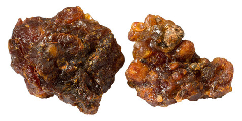 Myrrh resin isolated on white background.