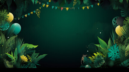 Rainforest theme Party Background with empty copy space. Generative AI.