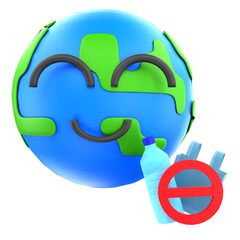 3D No Plastic Day Illustration with Transparent Background