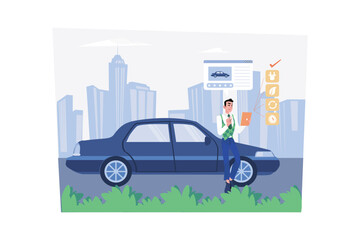 People giving reviews on electric car