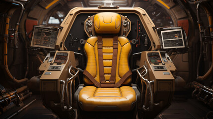 Science fiction pilots seat in the cockpit