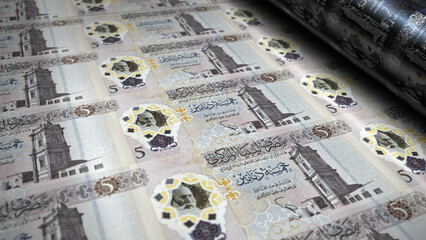 Libya Dinar money banknotes print and printing 3d illustration