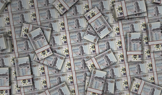 Libya Dinar money banknotes pack 3d illustration