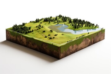 3D model cross section of land and river See the soil layers, rock layers, and underground water passages
