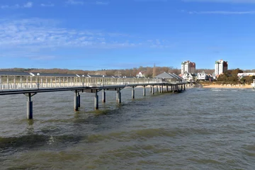 Papier Peint photo autocollant Heringsdorf, Allemagne pier view to modern pier in the Spa town of Ahlbeck, Heringsdorf