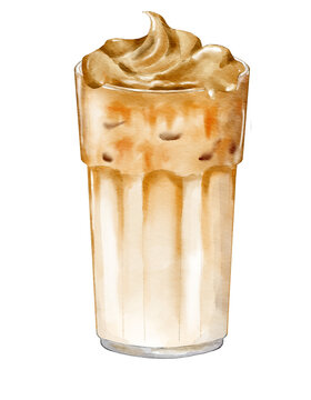Watercolor dalgona latte  watercolor illustration isolated element