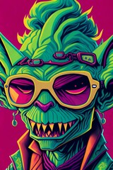 A detailed illustration of a Goblin for a t-shirt design, wallpaper, and fashion