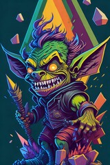 A detailed illustration of a Goblin for a t-shirt design, wallpaper, and fashion