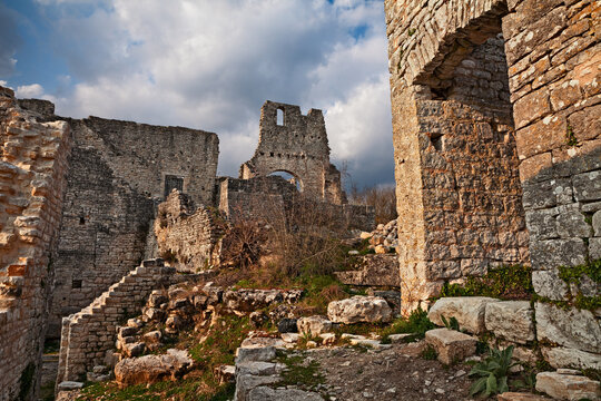 Kanfanar, Istria, Croatia: the ruins of Dvigrad, an abandoned medieval town near Rovinj and Porec