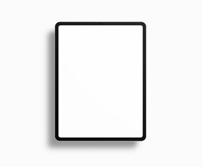 Tablet computer with blank white screen isolated.