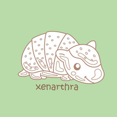 Alphabet X For Xenarthra Vocabulary School Lesson Reading Cartoon Digital Stamp Outline