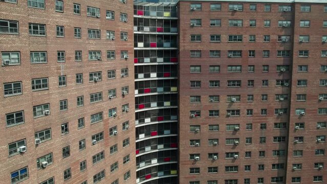Closeup aerial of huge housing project complex, 4K 60fps aerial