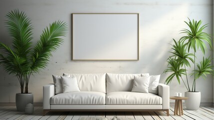 int&eacute;rieur sobre avec un cadre au mur, ia