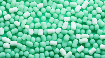 White and green mint candies background. Sweet backdrop. Generative AI