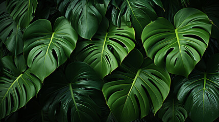 Fototapeta na wymiar Monstera leaf plant leaf background