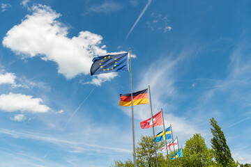 European flags in Mainau in Germany