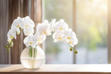 white orchid flower decoration in a glass vase