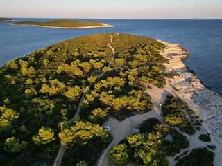 Vis Island, Italian Lissa, island of Croatia in the Adriatic Sea at sunset . It is the outermost...