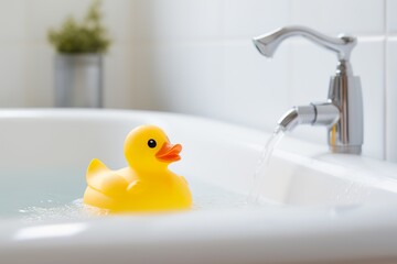 Splash of Joy: Yellow Duck in Bath