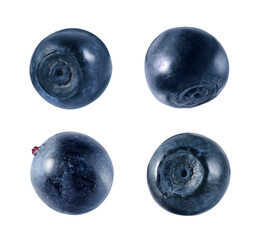 Set with tasty fresh bilberries isolated on white