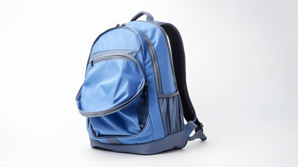 Blue backpack isolated on white background
