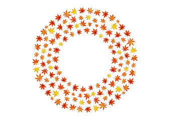秋の葉,紅葉のリース_丸,リング,O