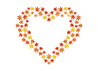 秋の葉紅_もみじ,ハート型リース