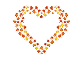 秋の葉紅_もみじ,ハート型リース